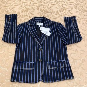 Derek Lam 10 Crosby Navy Blazer Royal Blue Pin